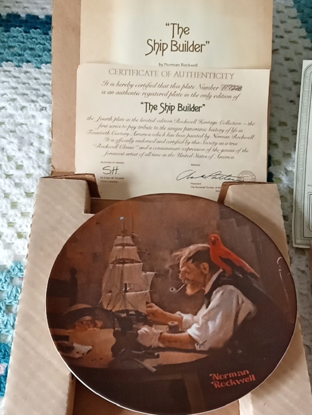 Vintage 1980 The Ship Builder Norman Rockwell Plate